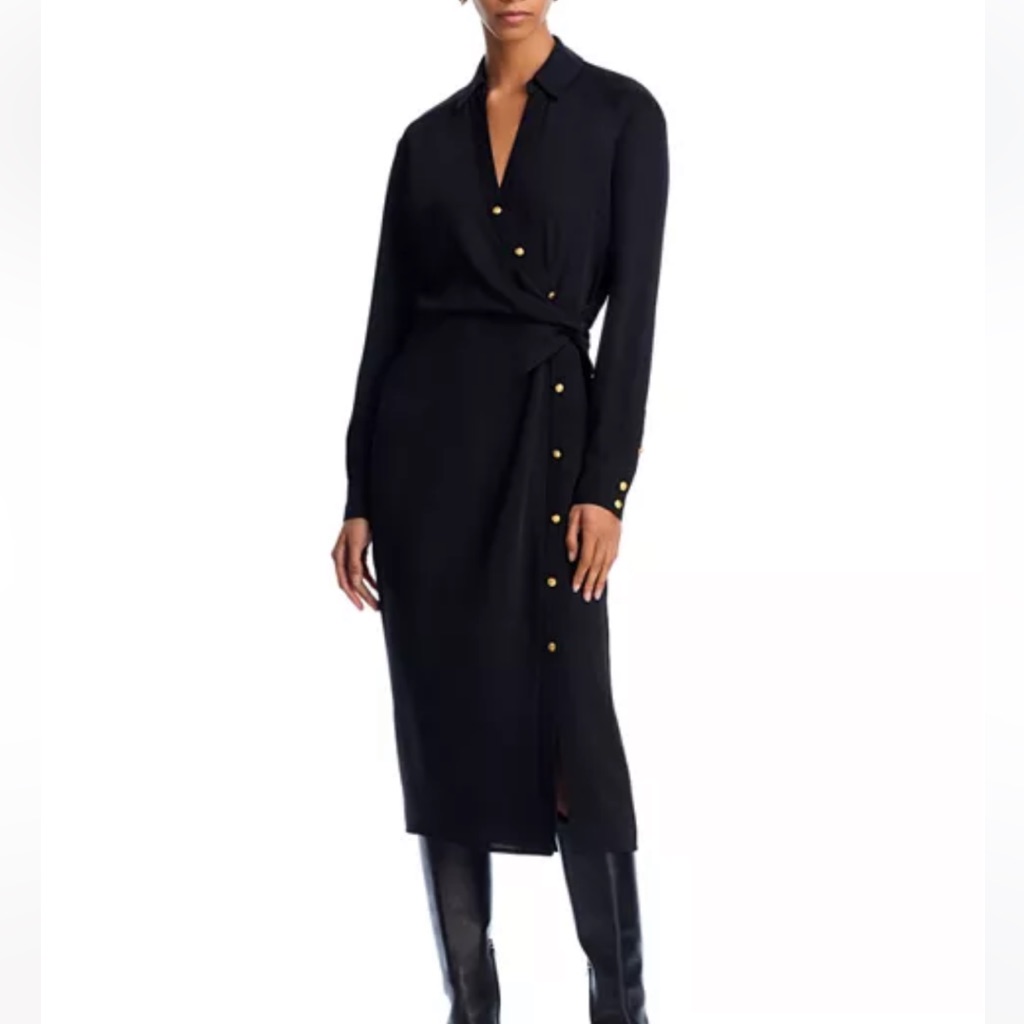 Veronica Beard Midi Wright Dress 0 Nwt Black Dress Shirtdress $548